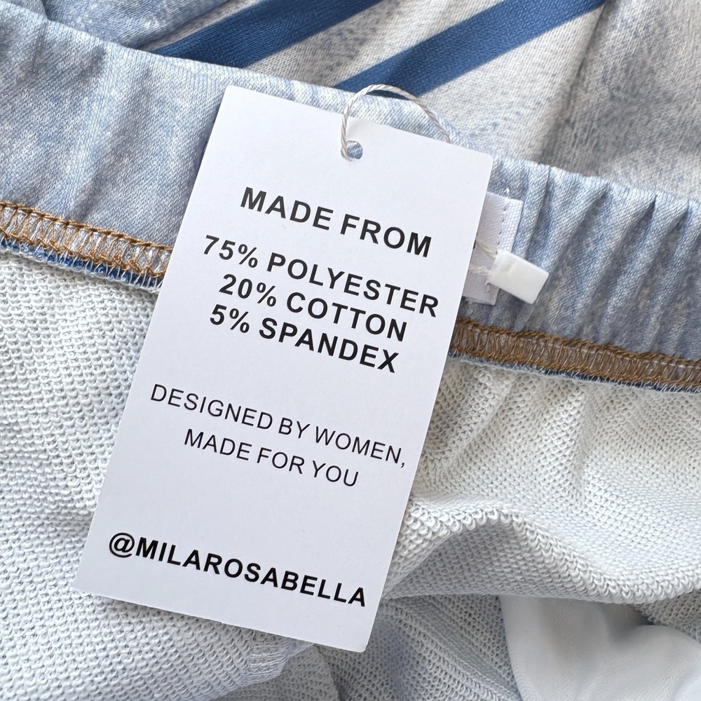 Mila Rosabella Printed Denim Pants Women Size Medium Blue Light Wash New - Picture 10 of 10